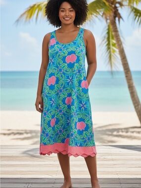 Simply Southern Blue Dress with Pink Print